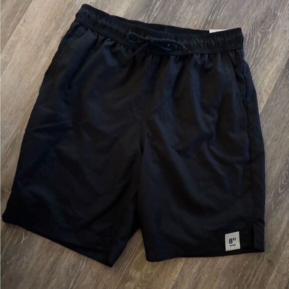 Mens Black Above The Knee Swim Trunks Sz S - Picture 1 of 4